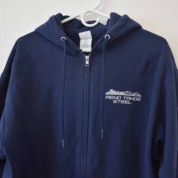 Men's Reno Tahoe Steel Hooded Zip-Up Navy Blue Sweatshirt Size L - Picture 9 of 11